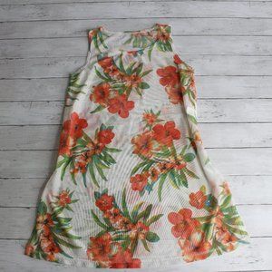 Athena Beach Swimsuit Cover Up Mesh Dress Size M Orange Tropical Floral
